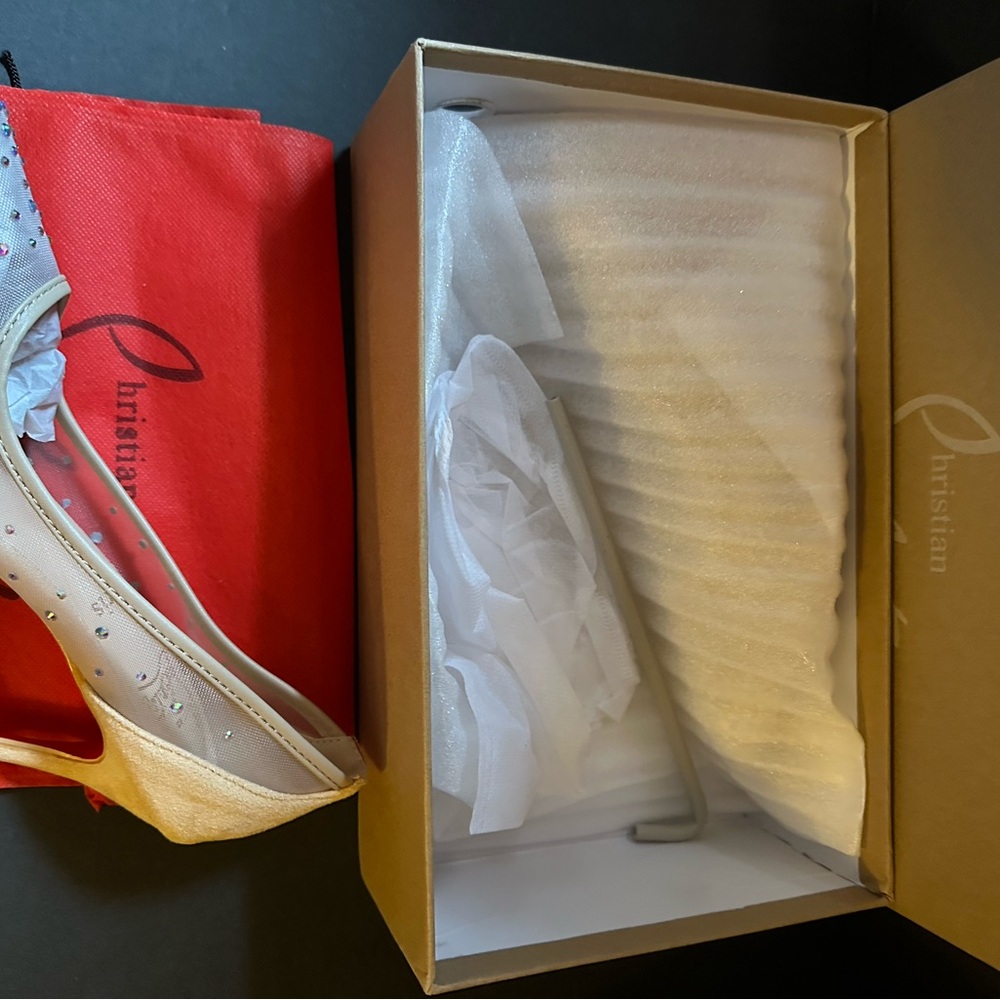 Brand new red bottom Nude Flats with Rhinestones